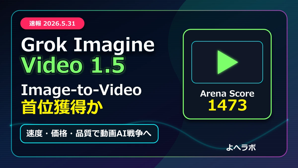 Grok Imagine Video 1.5が首位獲得か:xAIが動画AI戦争を動かす|よへラボのアイキャッチ画像
